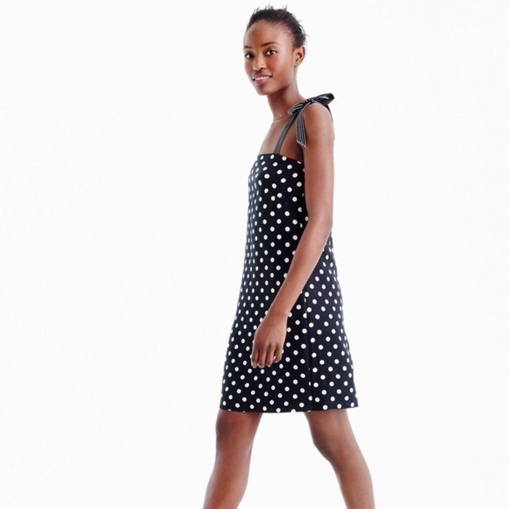 J.Crew Tie Strep Dress in Polka Dot